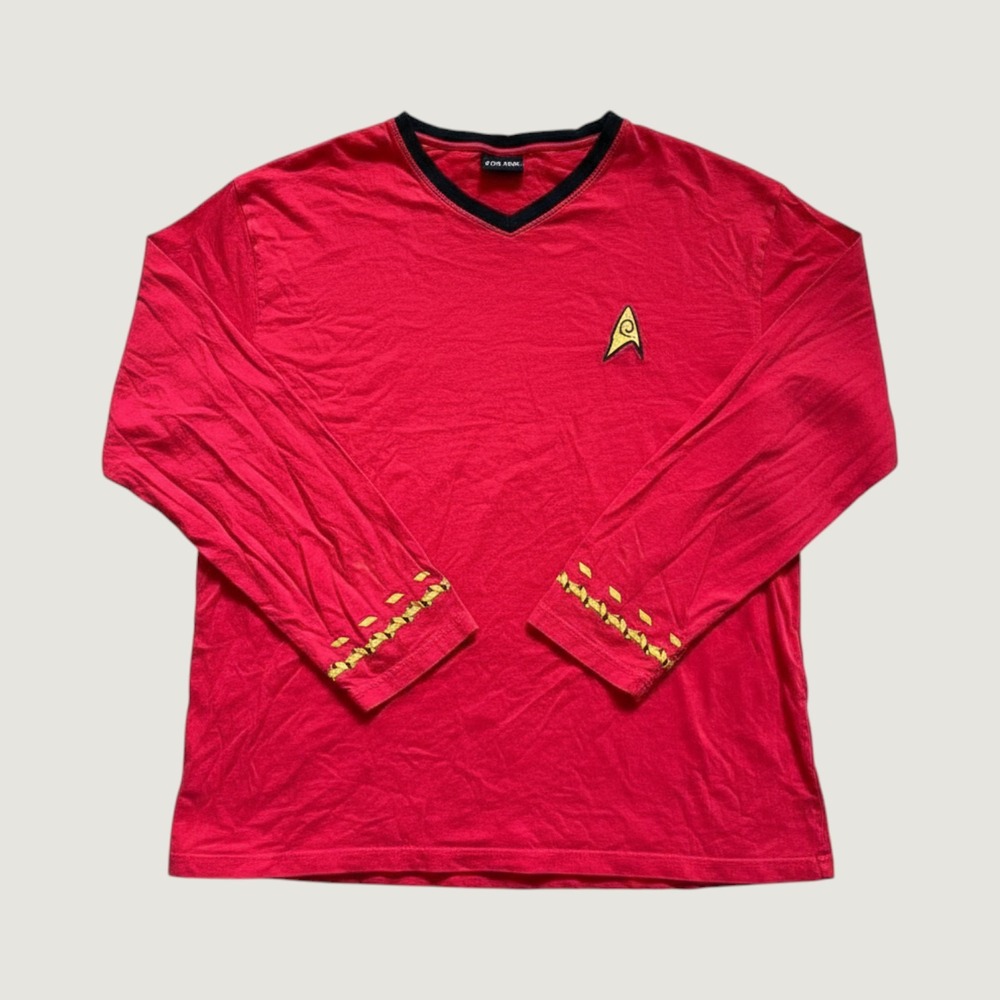 Star Trek Original Red Shirt Cosplay Costume 2012 Long Sleeve V-Neck Mens L